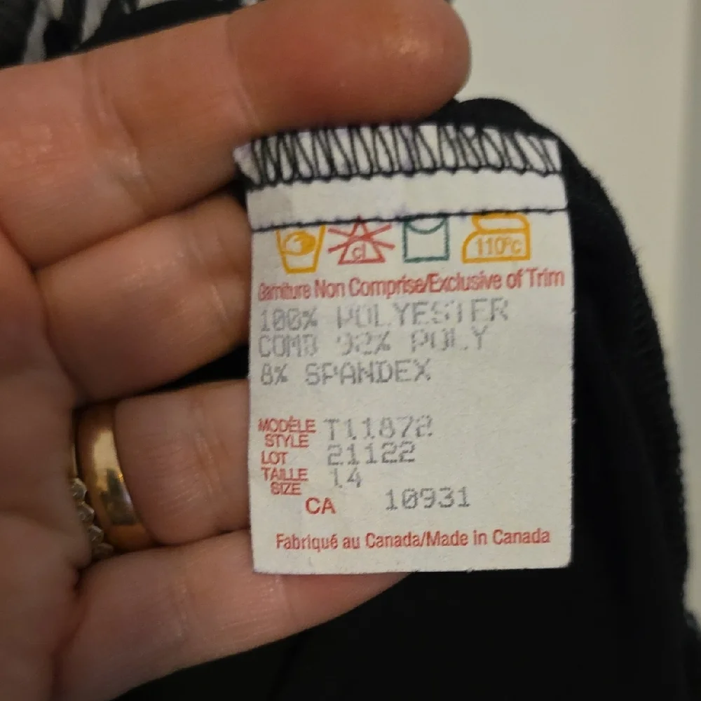 Womens Erin Blair Black and White Blouse Built In Tank With Sheer Overlay - Picture 3 of 4